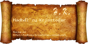 Hadházy Krisztofer névjegykártya